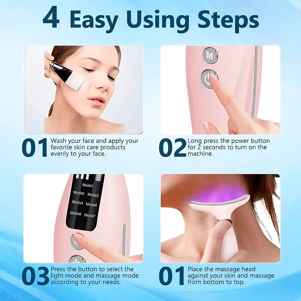 DISPOSITIVO FACIAL ANTIENVEJECIMIENTO 7 MODOS TERAPIA DE FOTONES LED DE 7 COLORES - 7