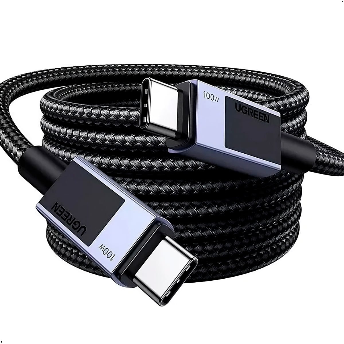 CABLE UGREEN 100W USB C - USB C NYLON TRENZADO 3 METROS - 2