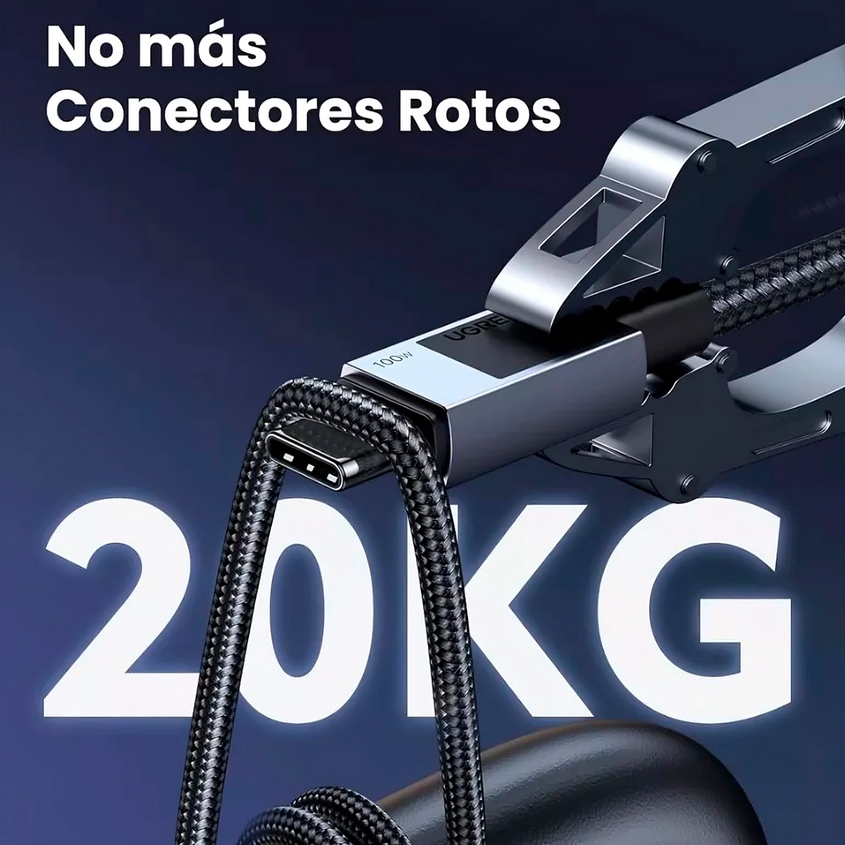 CABLE UGREEN 100W USB C - USB C NYLON TRENZADO 3 METROS - 6