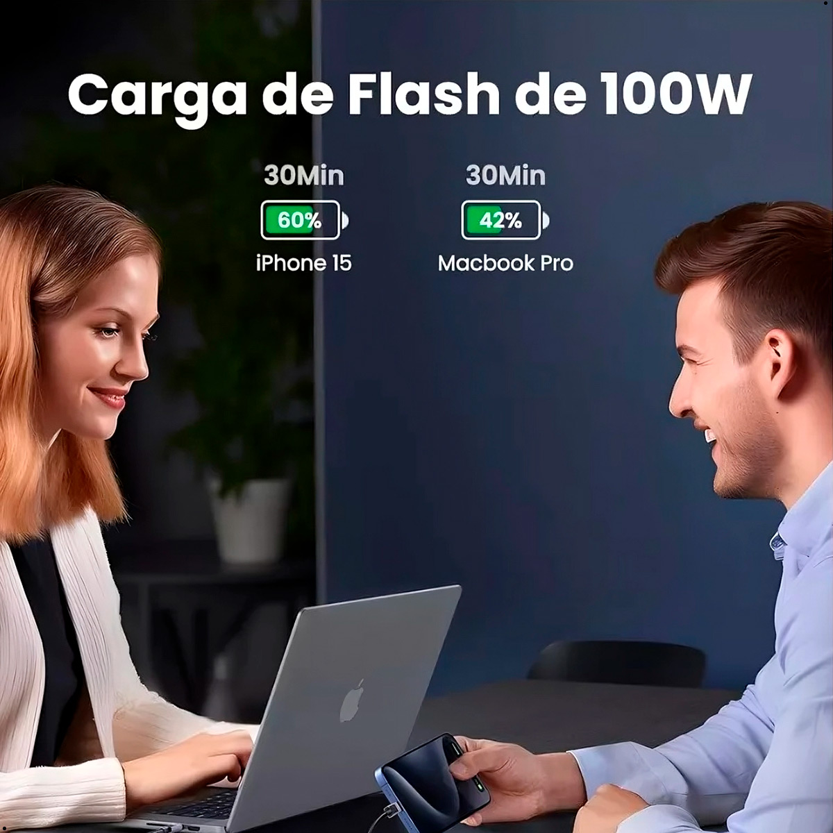 CABLE UGREEN 100W USB C - USB C NYLON TRENZADO 3 METROS - 7