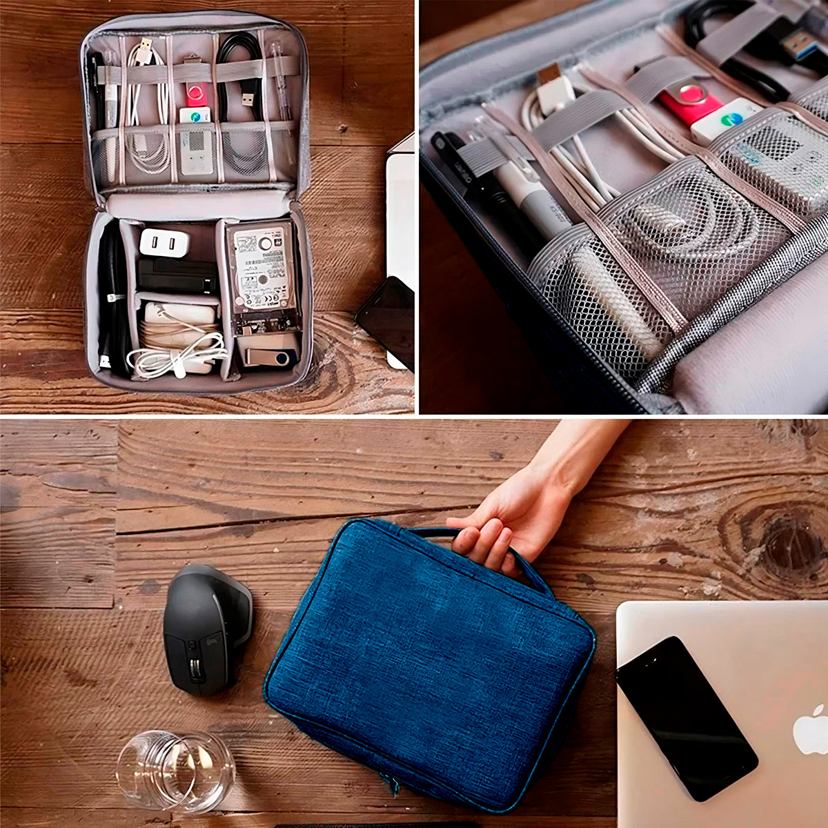BOLSO ORGANIZADOR DE CABLES ACCESORIOS COMPUTO TECNOLOGIA TRABAJO VIAJE - 2