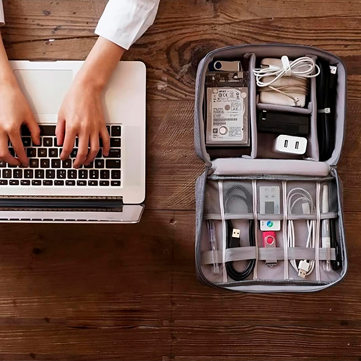 BOLSO ORGANIZADOR DE CABLES ACCESORIOS COMPUTO TECNOLOGIA TRABAJO VIAJE - 4