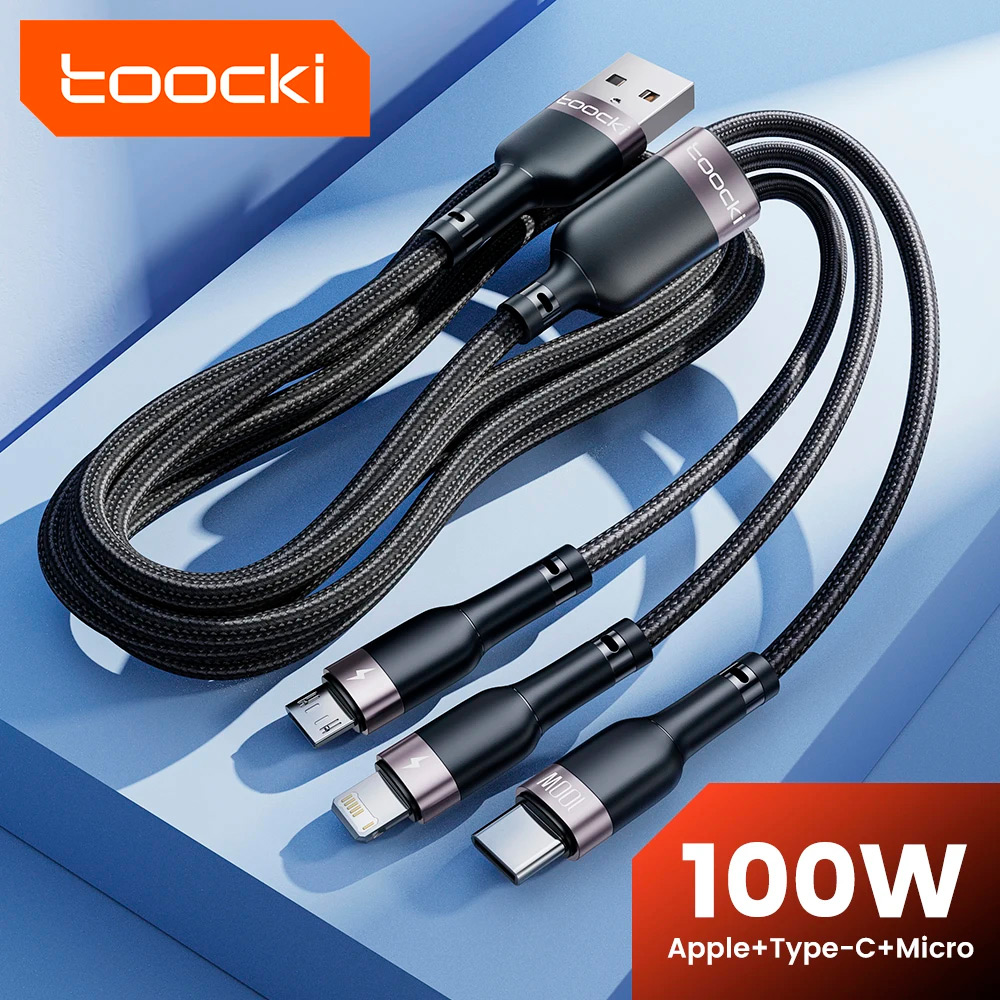CABLE TOOCKI 3 EN 1 USB TIPO C IP MICRO CARGA RÁPIDA 100W - 3