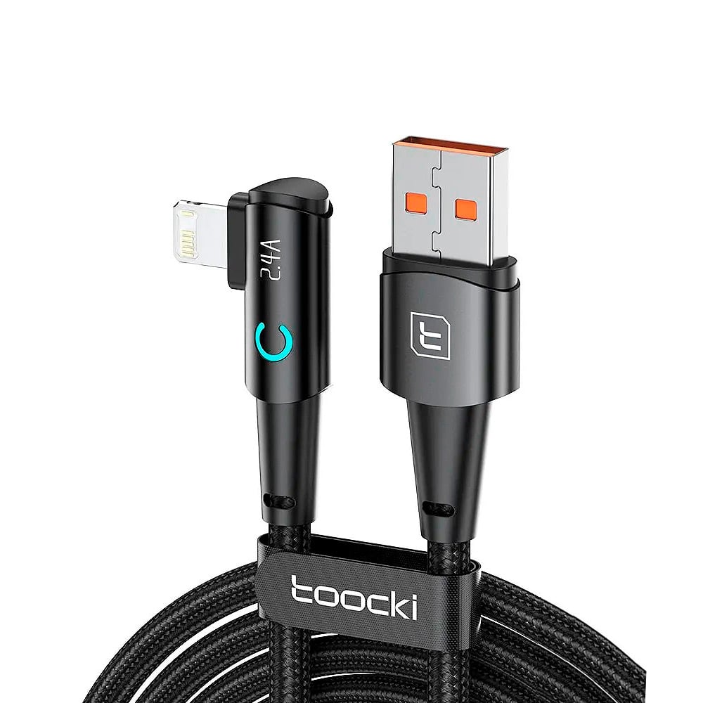 CABLE TOOCKI ANGULO 90° CARGA RAPIDA 100W USB A - LIGHTNING - 1