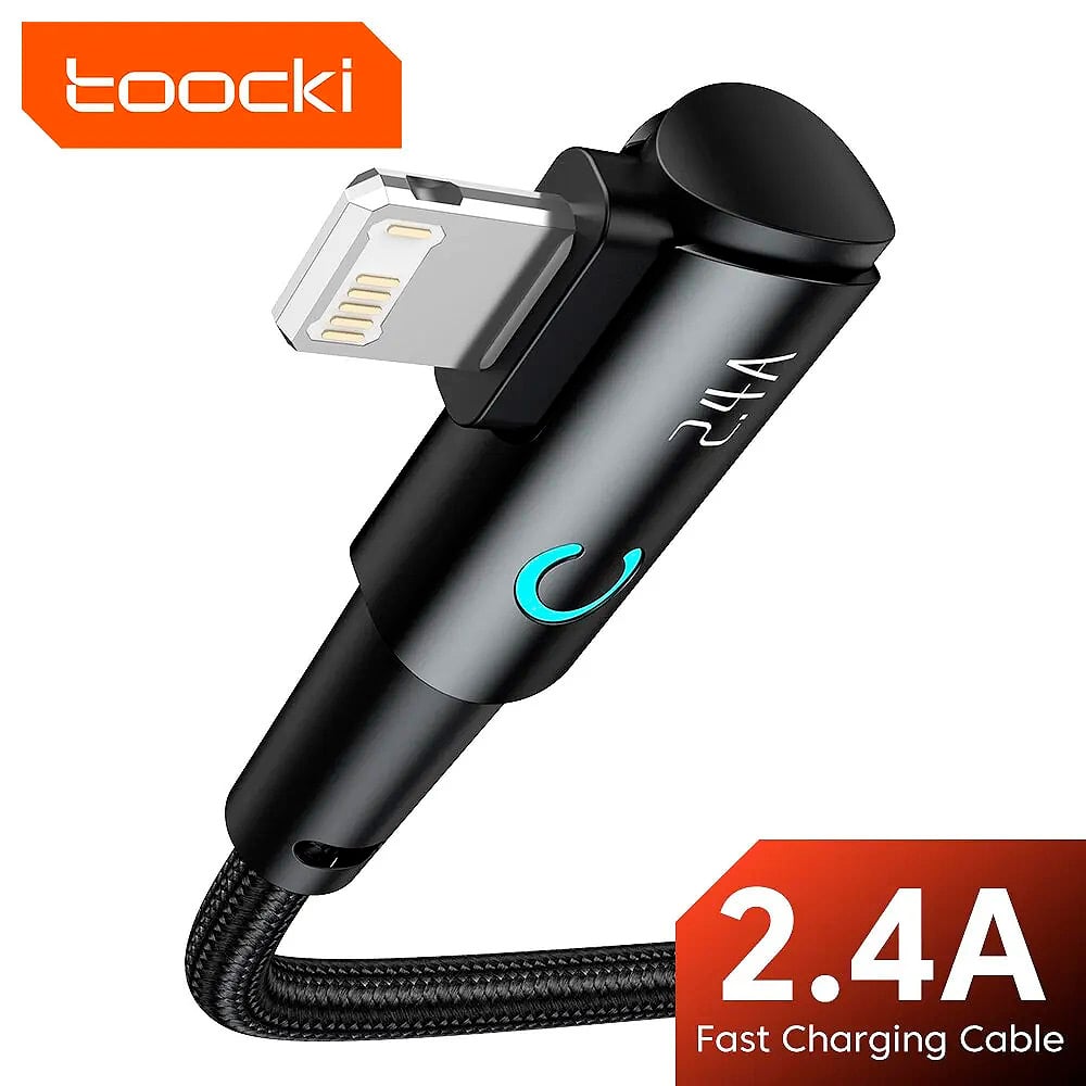 CABLE TOOCKI ANGULO 90° CARGA RAPIDA 100W USB A - LIGHTNING - 3