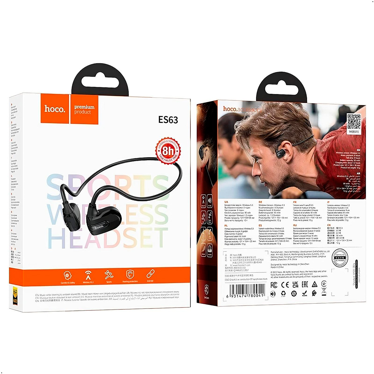 AURICULARES DEPORTIVOS HOCO ES63 BLUETOOTH 5.3 DURACION 8H - 4