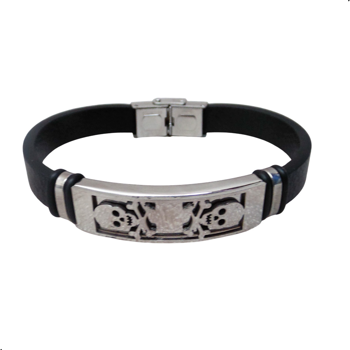 PULSERA CUERO DE MICROFIBRA CON ESCLAVA DE ACERO INOXIDABLE - 2