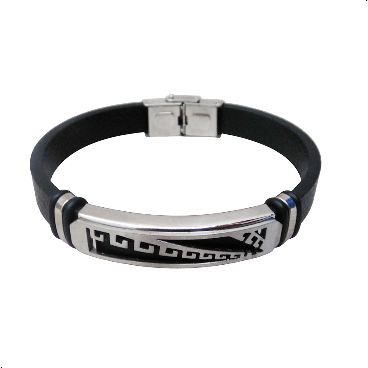 PULSERA CUERO DE MICROFIBRA CON ESCLAVA DE ACERO INOXIDABLE - 2