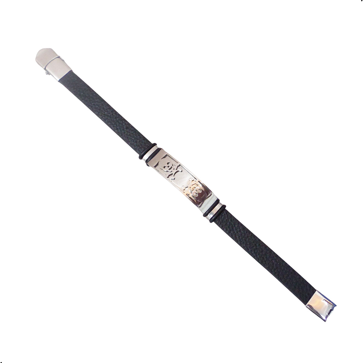 PULSERA CUERO DE MICROFIBRA CON ESCLAVA DE ACERO INOXIDABLE - 3