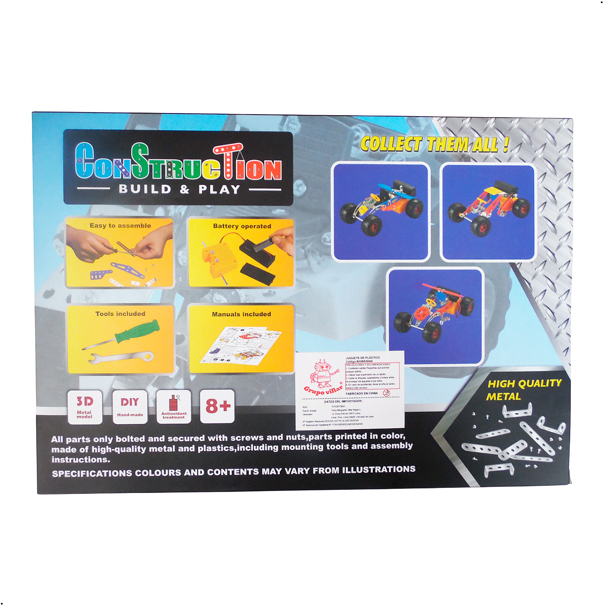 JUGUETE CARRO PARA ENSAMBLAJE DE METAL ARMABLE 3D - 5