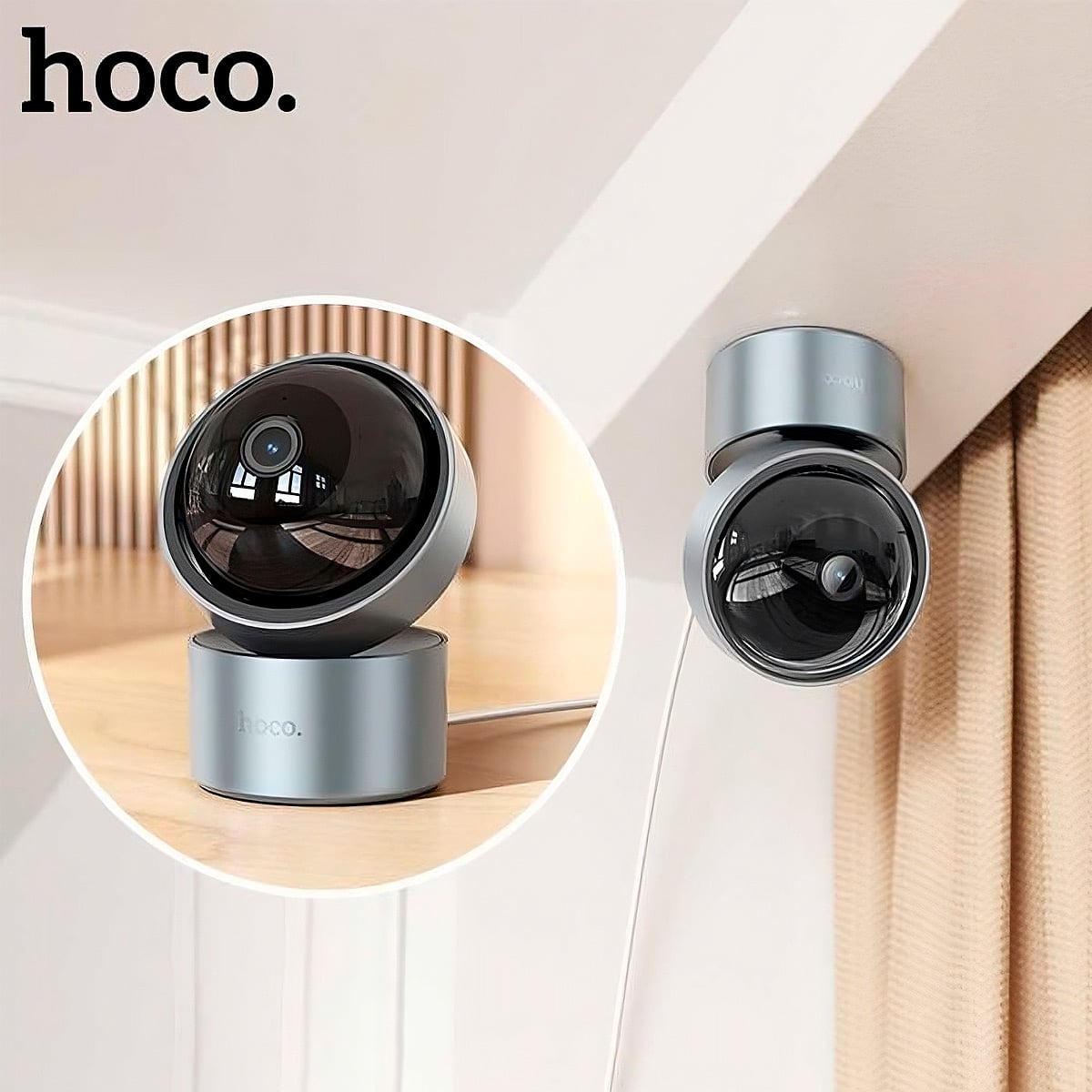 CÁMARA DE SEGURIDAD INTELIGENTE HOCO D5 FULL HD INFRARROJO GRIS - 2