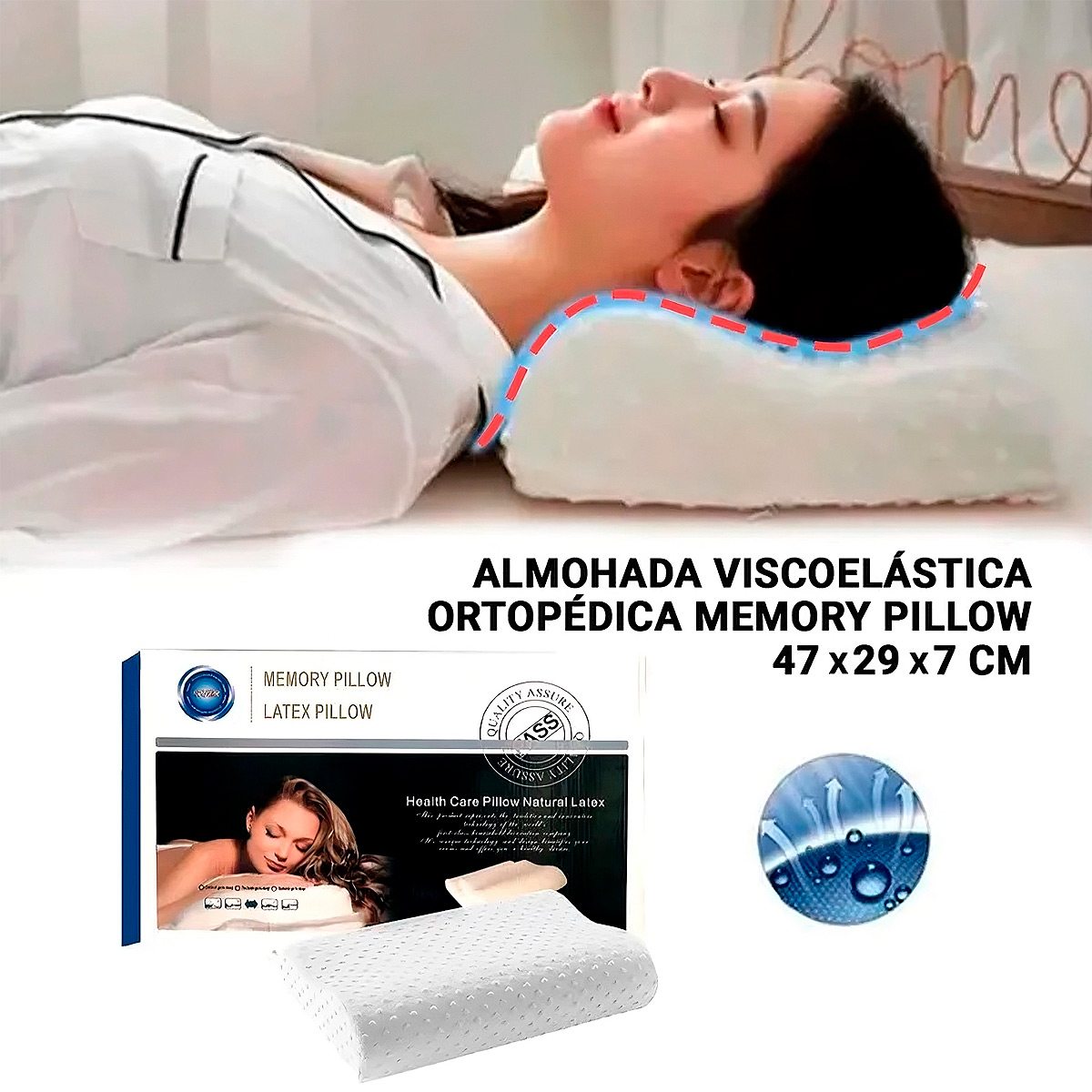 PACK X2 ALMOHADA ORTOPÉDICA CERVICAL MEMORY PILLOW BLANCO - 7