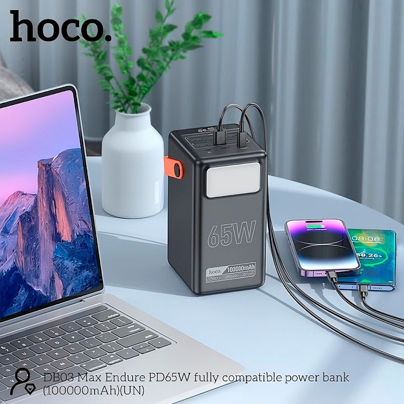 HOCO DB03 MAX POWER BANK CARGA RAPIDA 65W 100000 MAH CON LAMPARA - 2