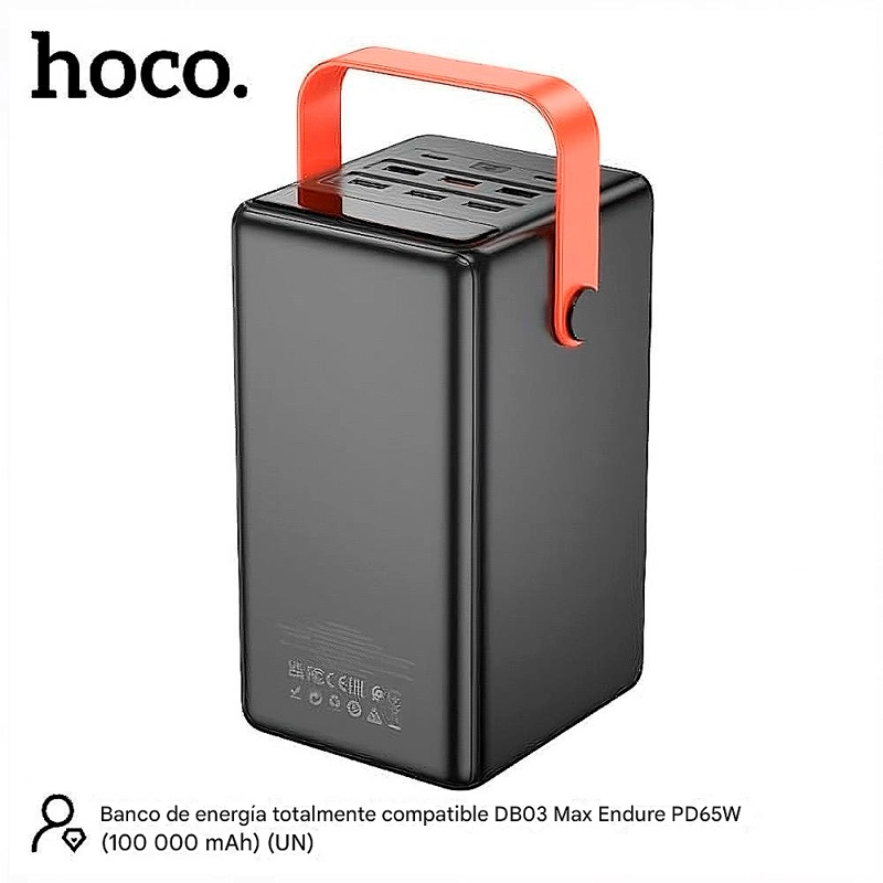 HOCO DB03 MAX POWER BANK CARGA RAPIDA 65W 100000 MAH CON LAMPARA - 4