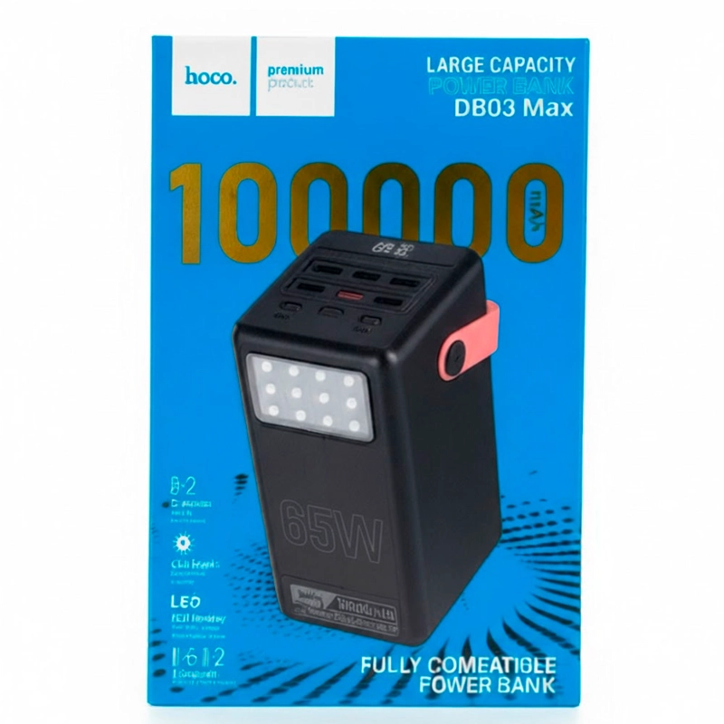HOCO DB03 MAX POWER BANK CARGA RAPIDA 65W 100000 MAH CON LAMPARA - 10
