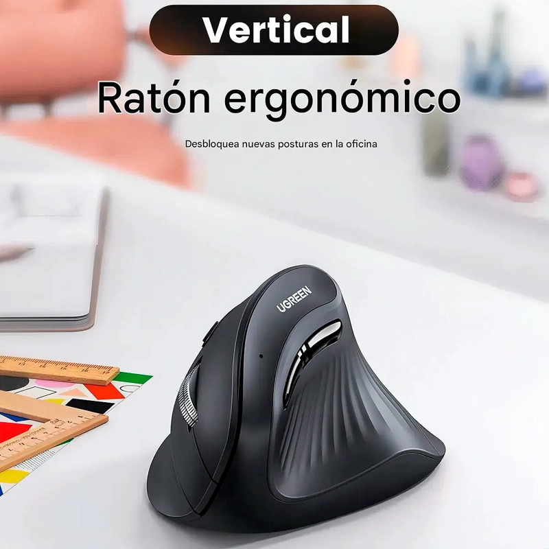 UGREEN MU008 MOUSE VERTICAL INALÁMBRICO 4000DPI PC/PORTÁTIL NEGRO - 10