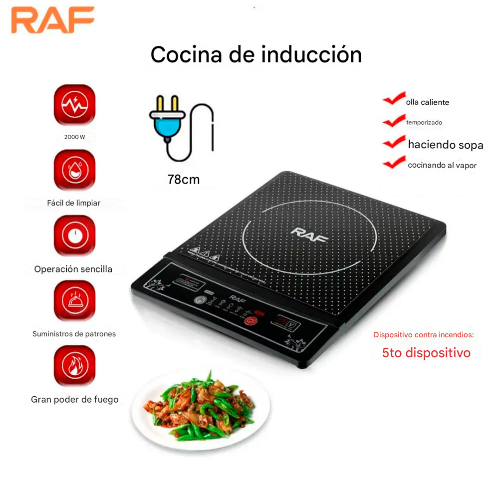 RAF R.8015 COCINA DE INDUCCIÓN 1 HORNILLA PANTALLA LED 2000W - 7