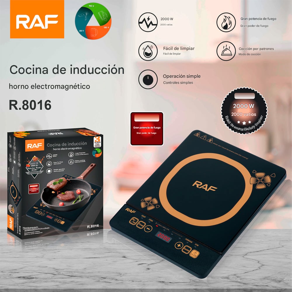 RAF R.8016 COCINA DE INDUCCIÓN 1 HORNILLA PANTALLA LED 2000W - 7