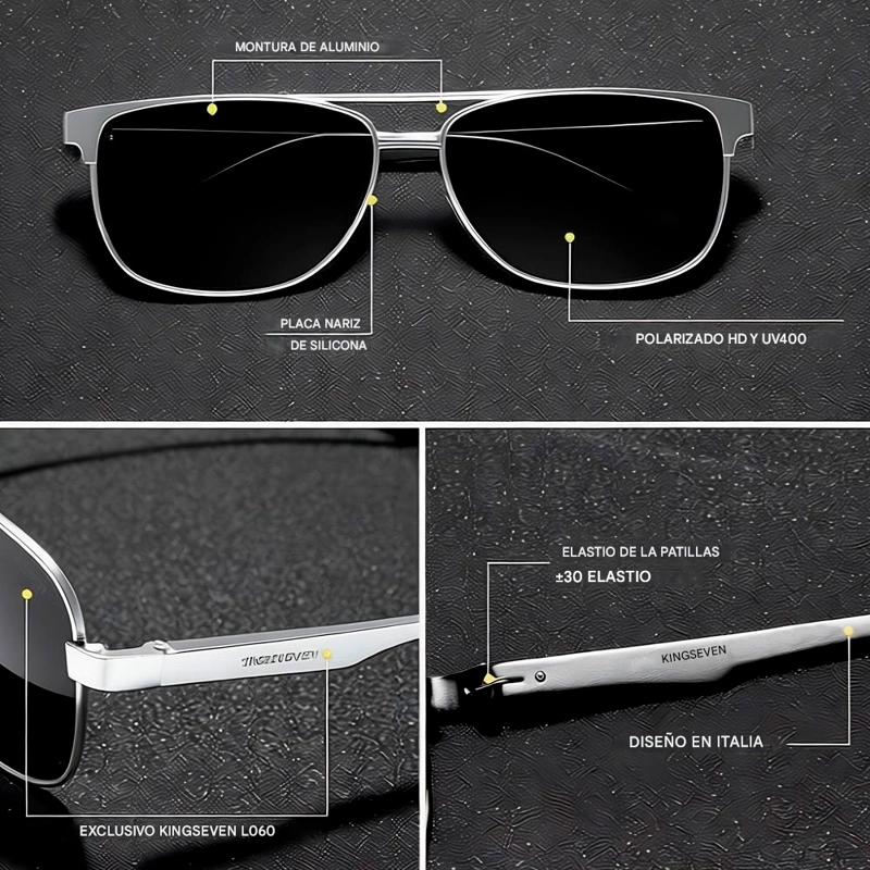LENTES DE SOL GAFAS KINGSEVEN 7188 AVIADOR PROTECCION UV400 UNISEX - 5