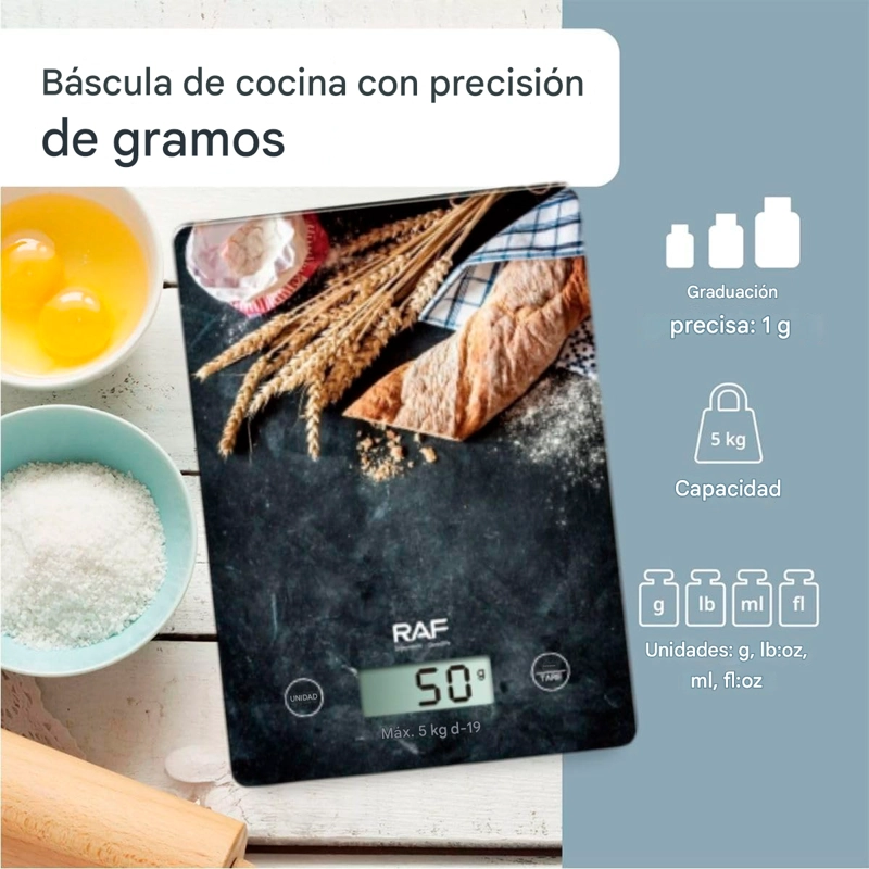 RAF R.10004 BASCULA DIGITAL BALANZA DE COCINA HASTA 5KG - 6