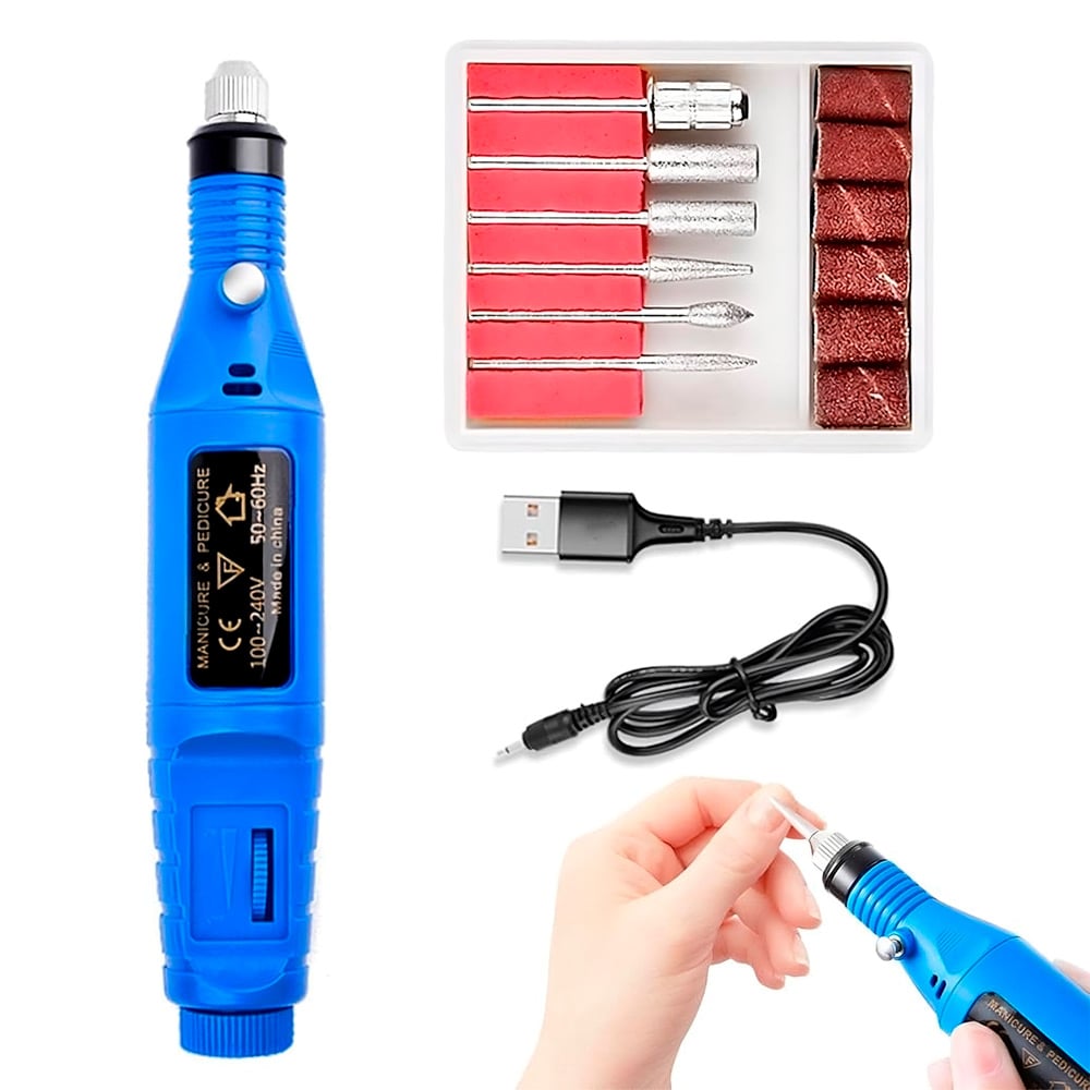 PULIDOR DE UÑAS ELÉCTRICO MANICURA PEDICURA + KIT DE PULIDO - 5