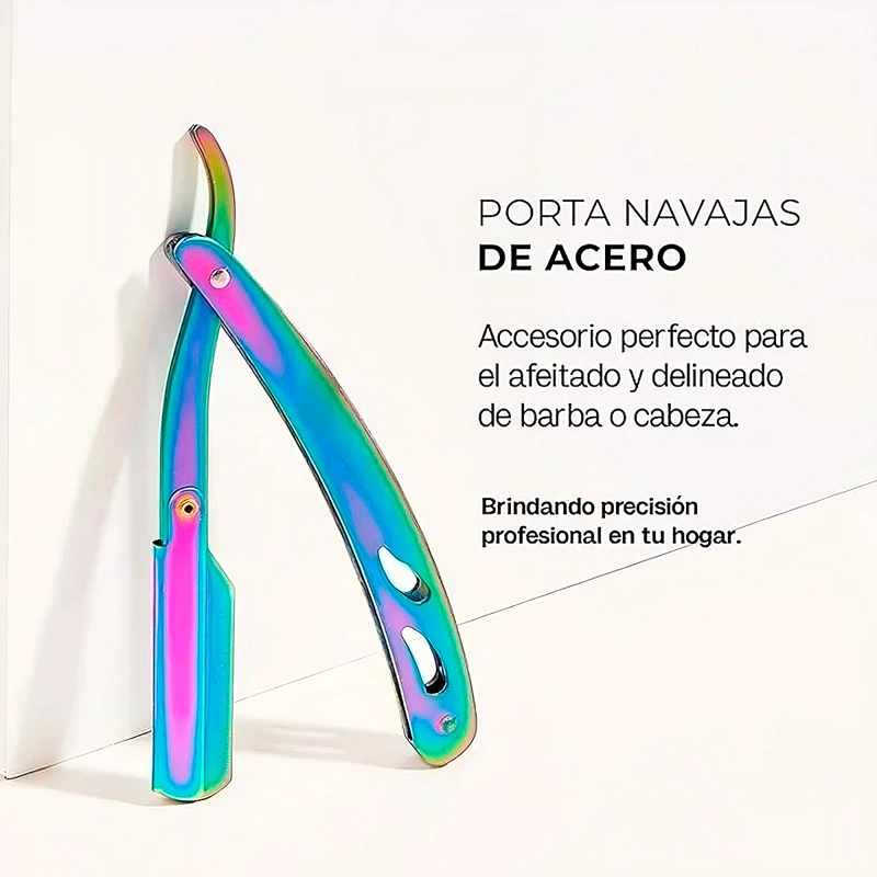 COMBO TIJERA PROFESIONAL PELUQUERIA DE CORTE,PULIR Y NAVAJA TORNASOLADO - 7