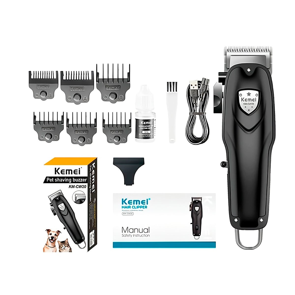 MAQUINA KEMEI KM-CW20 PARA CORTE PELO MASCOTAS RECARGABLE - 2