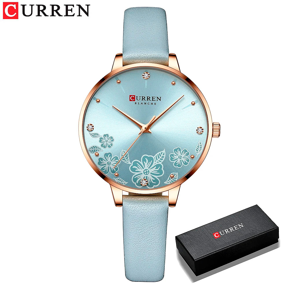 CURREN LADIES RELOJ PARA MUJER CELESTE IMPERMEABLE ORO ROSA - 1