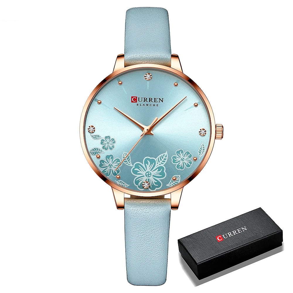 CURREN LADIES RELOJ PARA MUJER CELESTE IMPERMEABLE ORO ROSA - 3