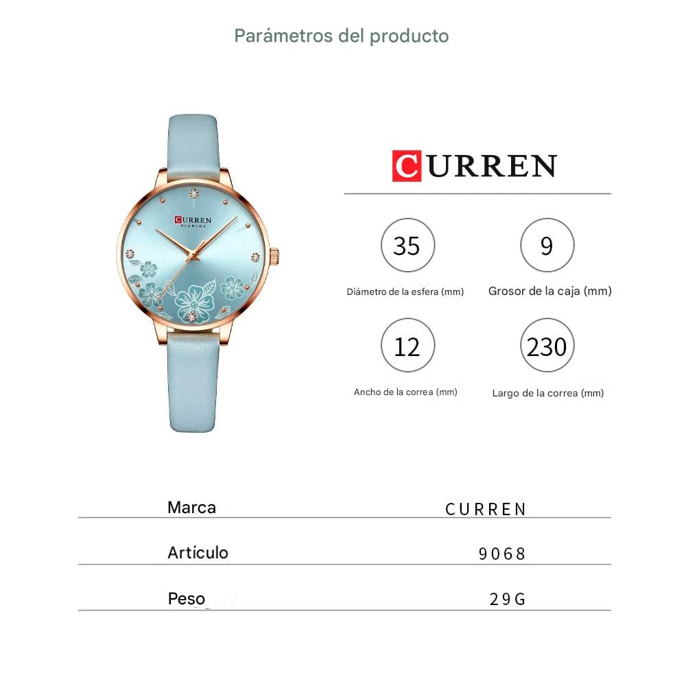 CURREN LADIES RELOJ PARA MUJER CELESTE IMPERMEABLE ORO ROSA - 4