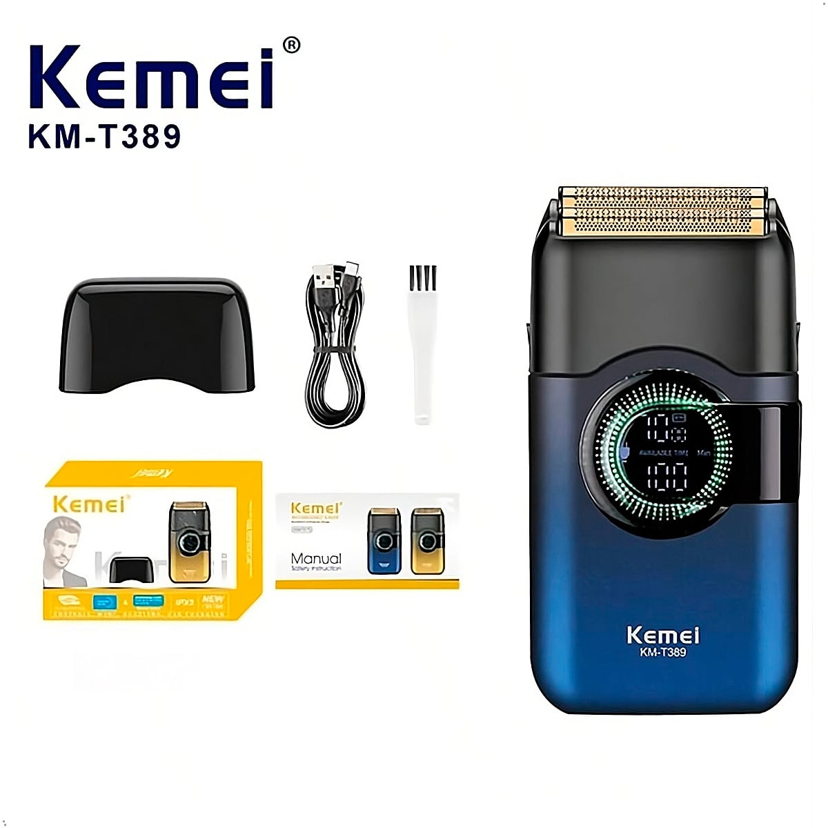 KEMIE KM T389 MAQUINA CORTADORA AFEITADORA SHAVER IPX5 7500 RPM - 1