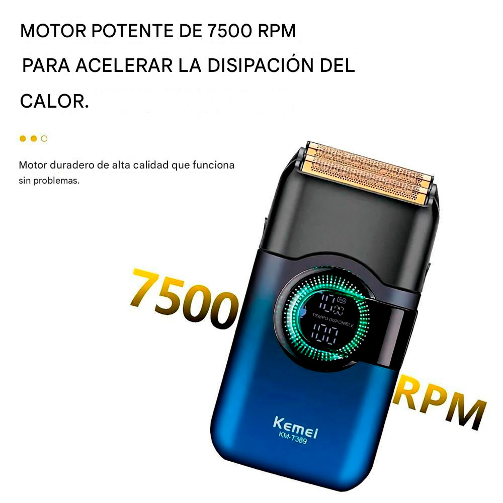 KEMIE KM T389 MAQUINA CORTADORA AFEITADORA SHAVER IPX5 7500 RPM - 5