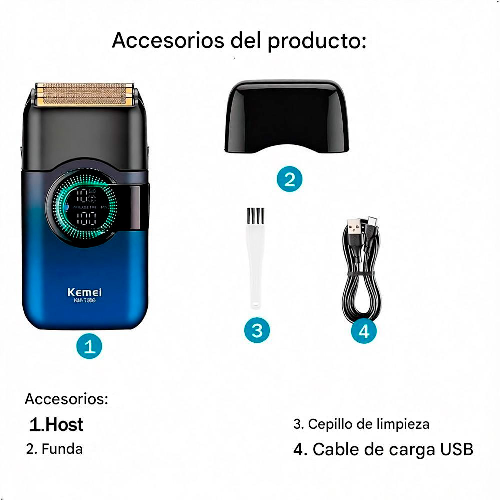 KEMIE KM T389 MAQUINA CORTADORA AFEITADORA SHAVER IPX5 7500 RPM - 7
