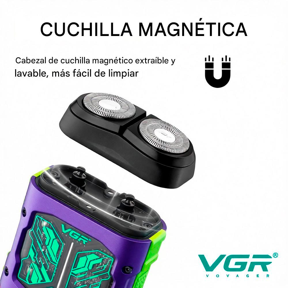 VGR V-344 SHAVER AFEITADORA INALAMBRICA RECARGABLE 8000 RPM IPX6 - 8