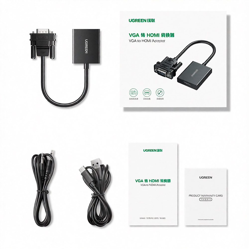 UGREEN CM513 CABLE ADAPTER VGA (MACHO) HDMI (HEMBRA) 0,15M 1080P FULL HD - 2