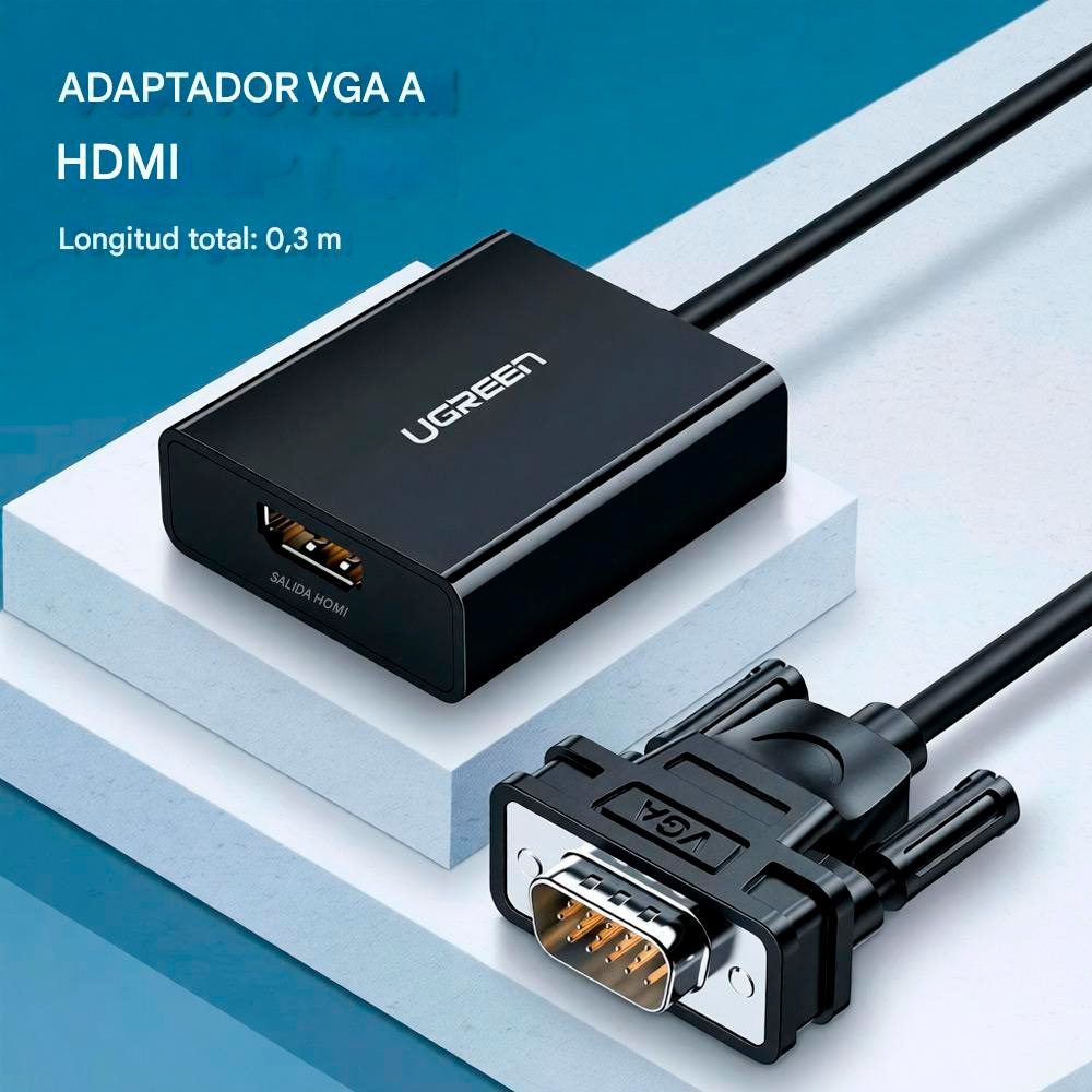 UGREEN CM513 CABLE ADAPTER VGA (MACHO) HDMI (HEMBRA) 0,15M 1080P FULL HD - 4