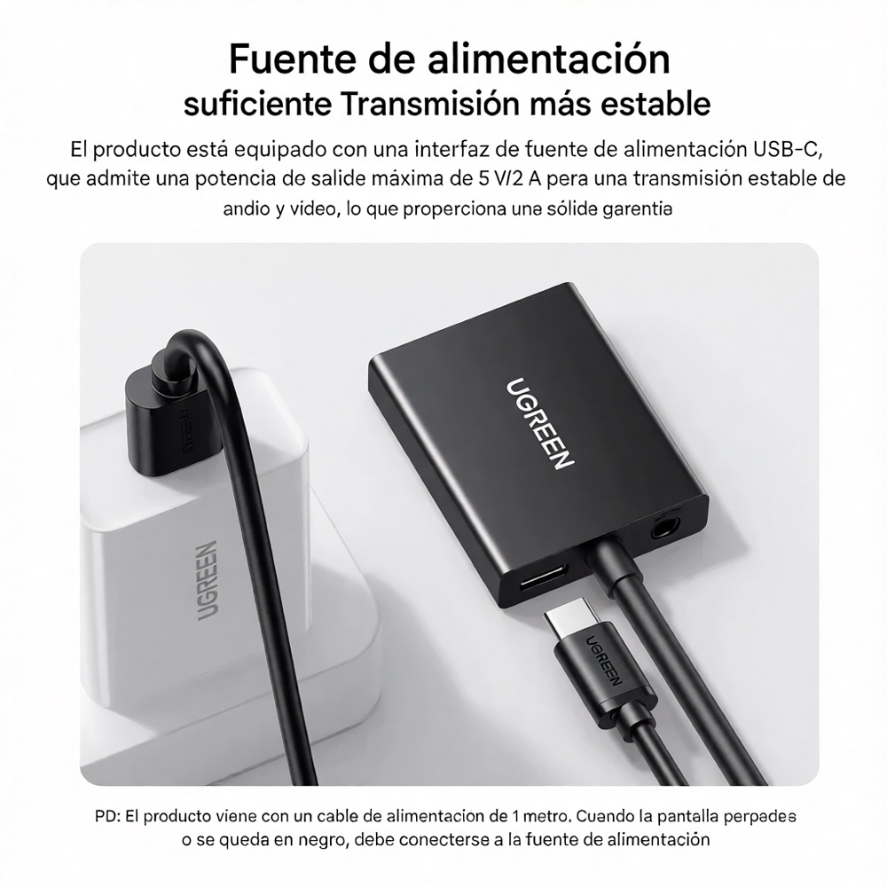 UGREEN CM513 CABLE ADAPTER VGA (MACHO) HDMI (HEMBRA) 0,15M 1080P FULL HD - 6