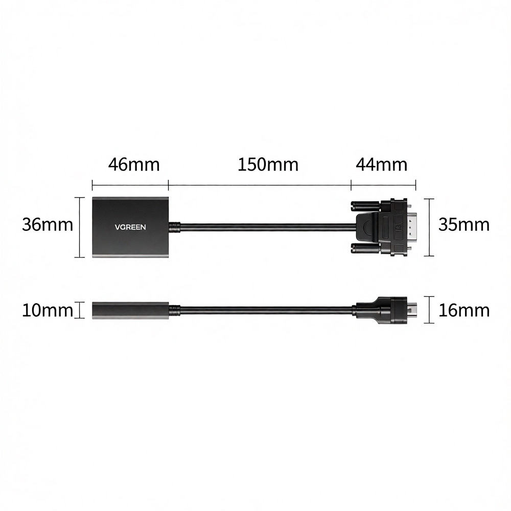 UGREEN CM513 CABLE ADAPTER VGA (MACHO) HDMI (HEMBRA) 0,15M 1080P FULL HD - 9