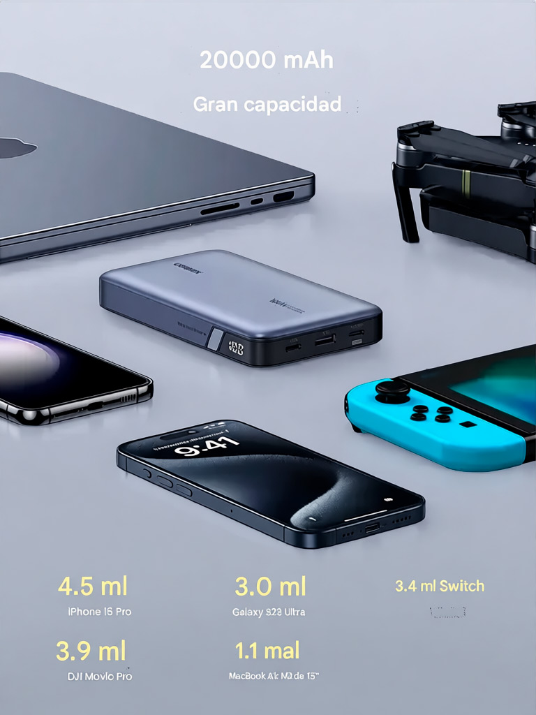 UGREEN PB720 25188 POWER BANK 20000MAH 100W CARGA RAPIDA - 7