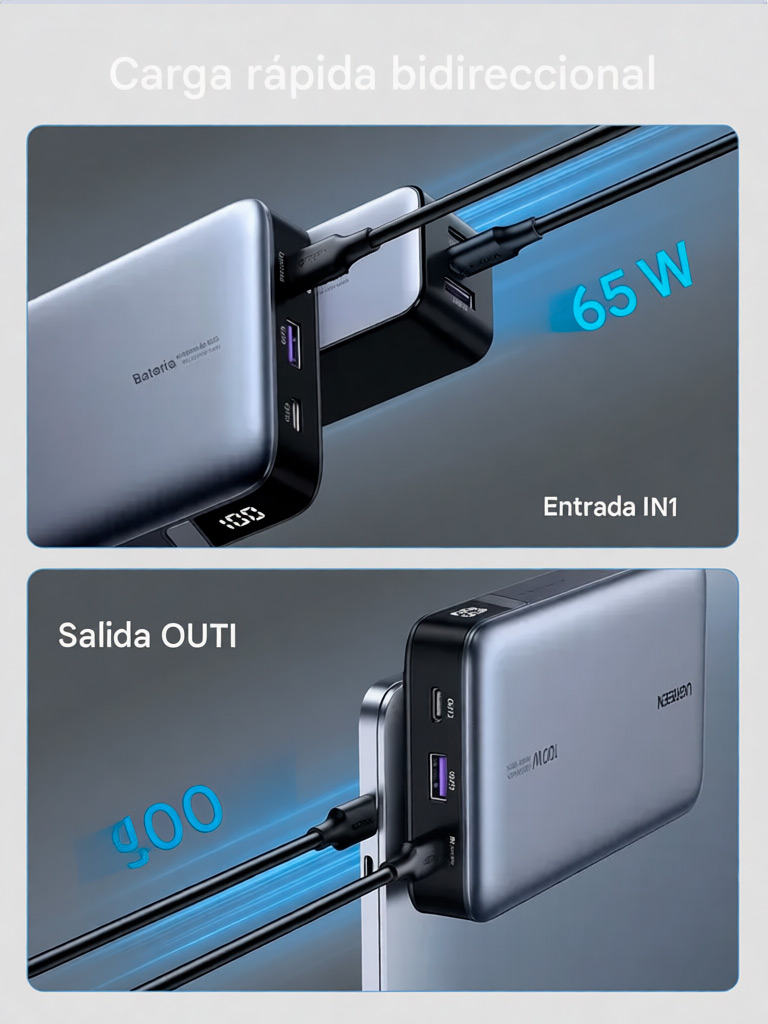 UGREEN PB720 25188 POWER BANK 20000MAH 100W CARGA RAPIDA - 9