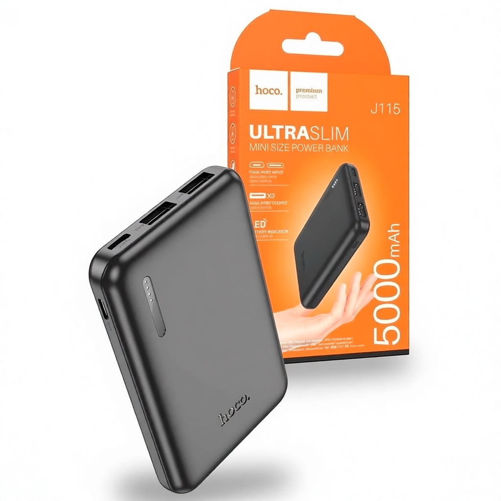 HOCO J115 MINI POWER BANK PORTÁTIL 5000MAH MICRO USB USB C - 1