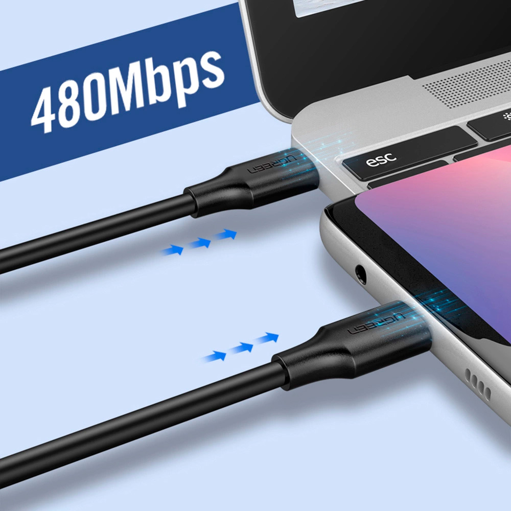 CABLE UGREEN US286 TIPO C A C CARGA RAPIDA 60W 2MTS - 4