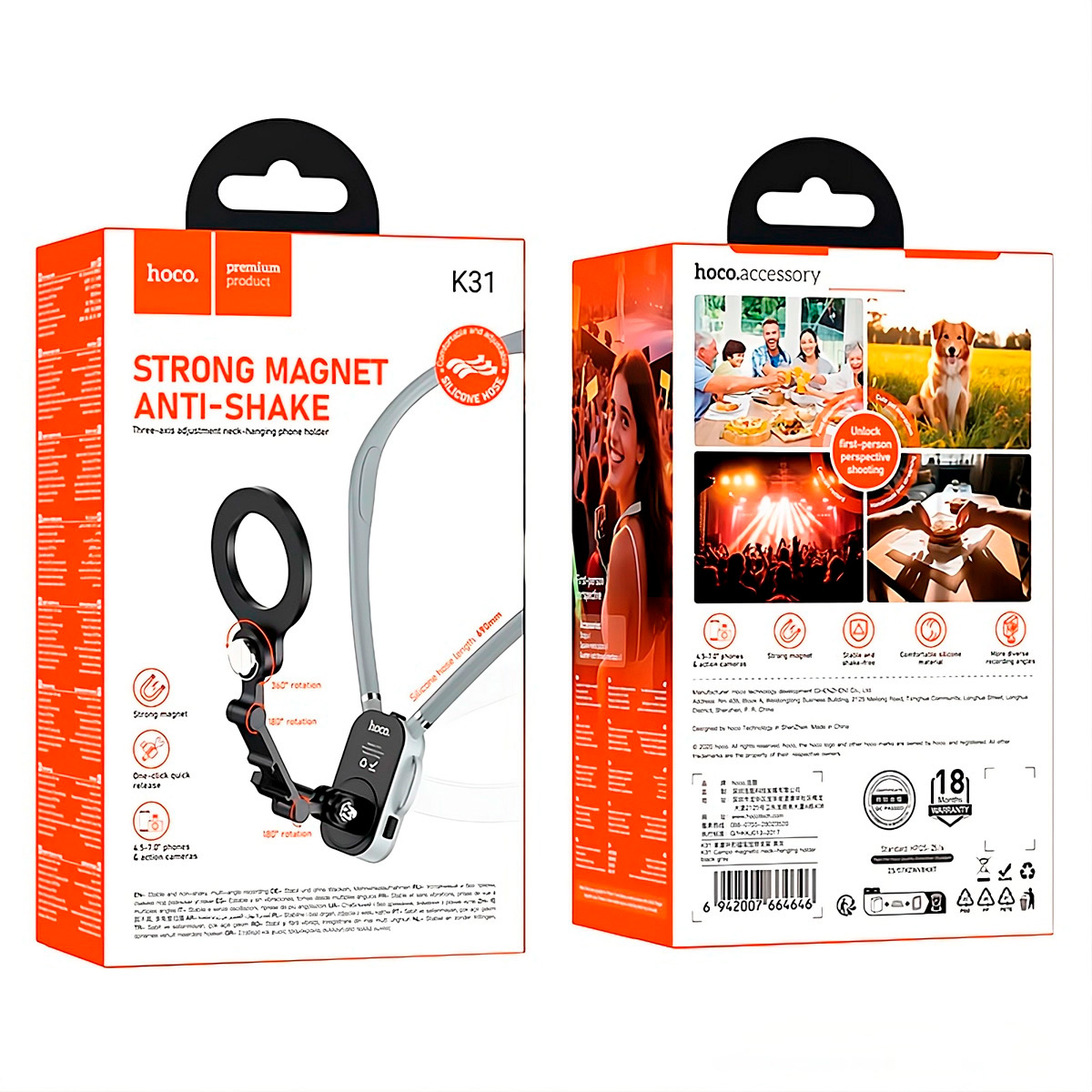 HOCO K31 SOPORTE CELULAR CAMARA ACCION PARA COLGAR AL CUELLO - 4
