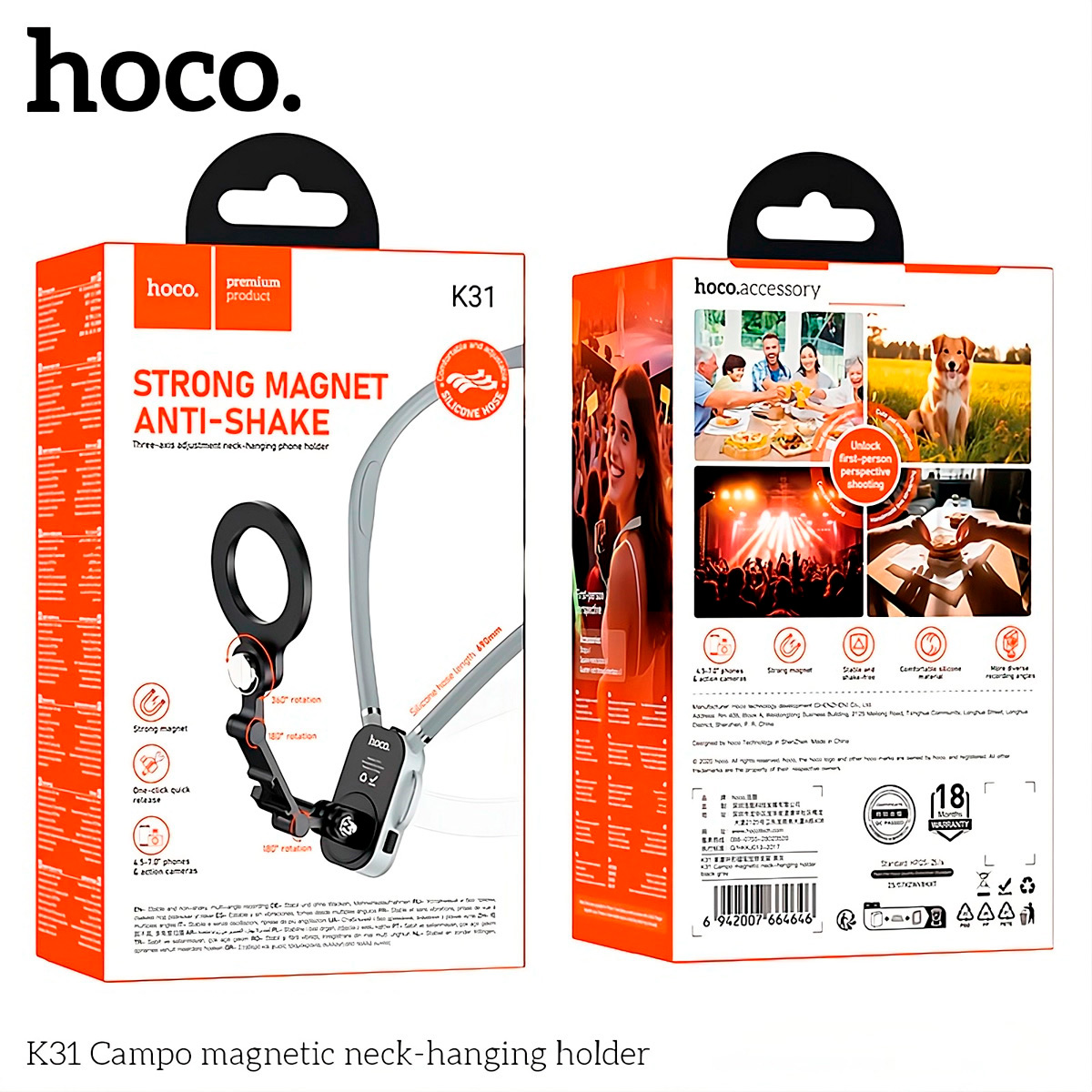 HOCO K31 SOPORTE CELULAR CAMARA ACCION PARA COLGAR AL CUELLO - 9