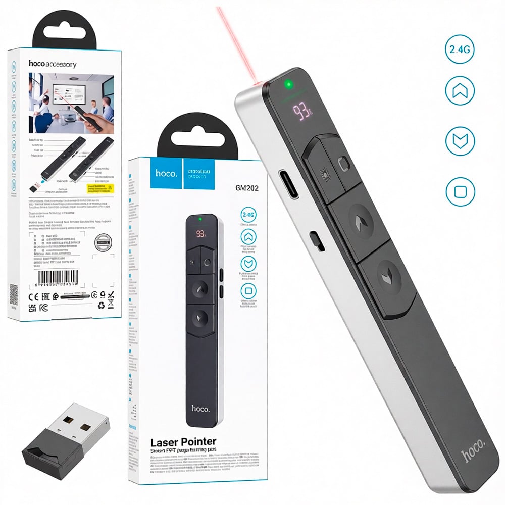 PRESENTADOR DIAPOSITIVA PUNTERO LÁSER HOCO GM202 CONTROL REMOTO - 1