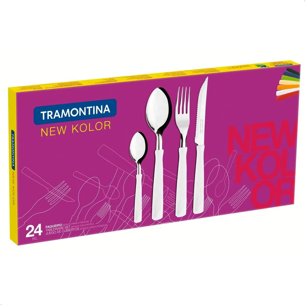 TRAMONTINA NEW KOLOR 23199 JUEGO DE CUBIERTOS 24 PIEZAS ACERO INOXIDABLE - 2