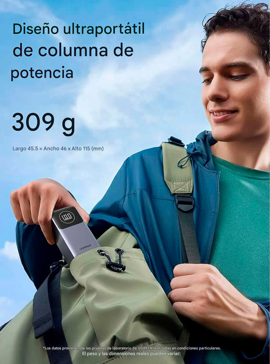 POWER BANK UGREEN PB724 NEXODE 12000MAH 100W PANTALLA DIGITAL - 3