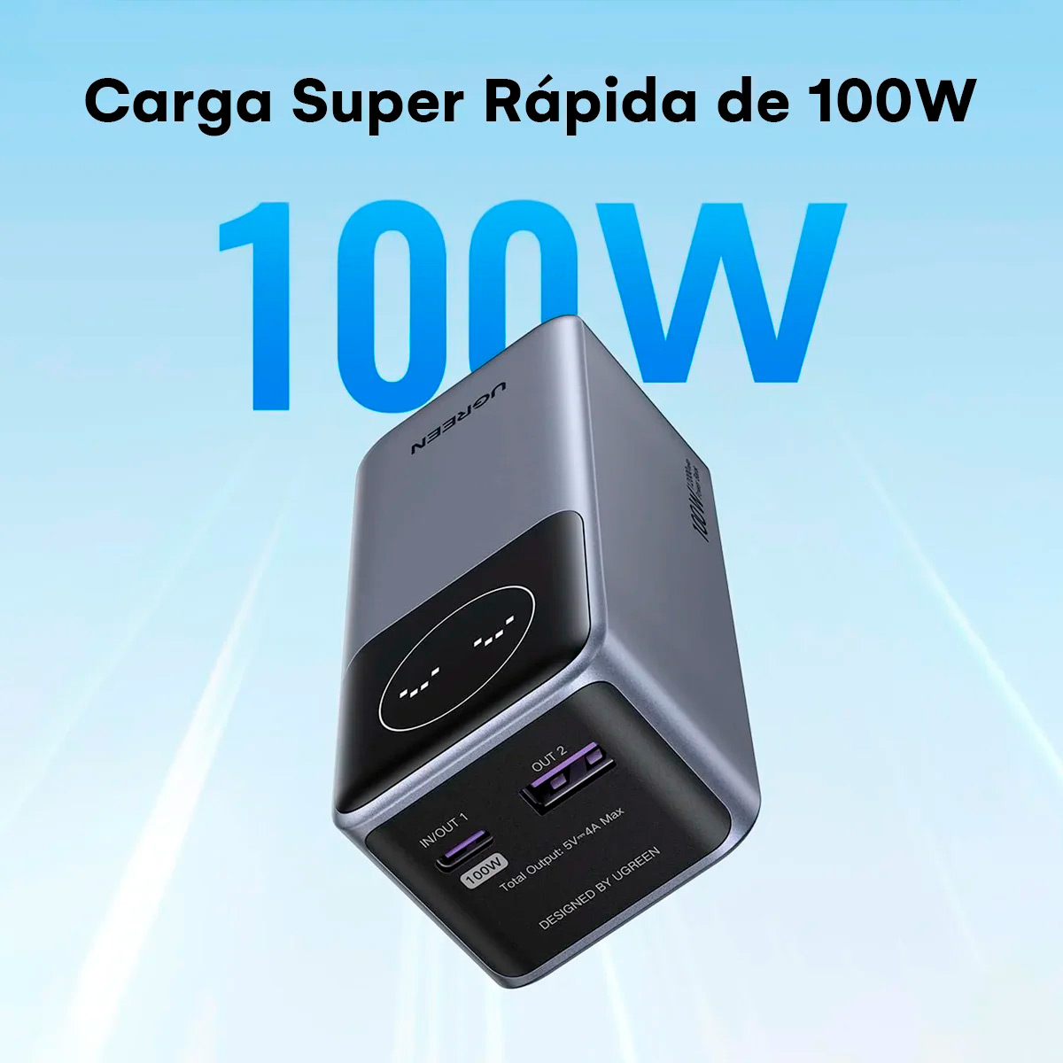 POWER BANK UGREEN PB724 NEXODE 12000MAH 100W PANTALLA DIGITAL - 8