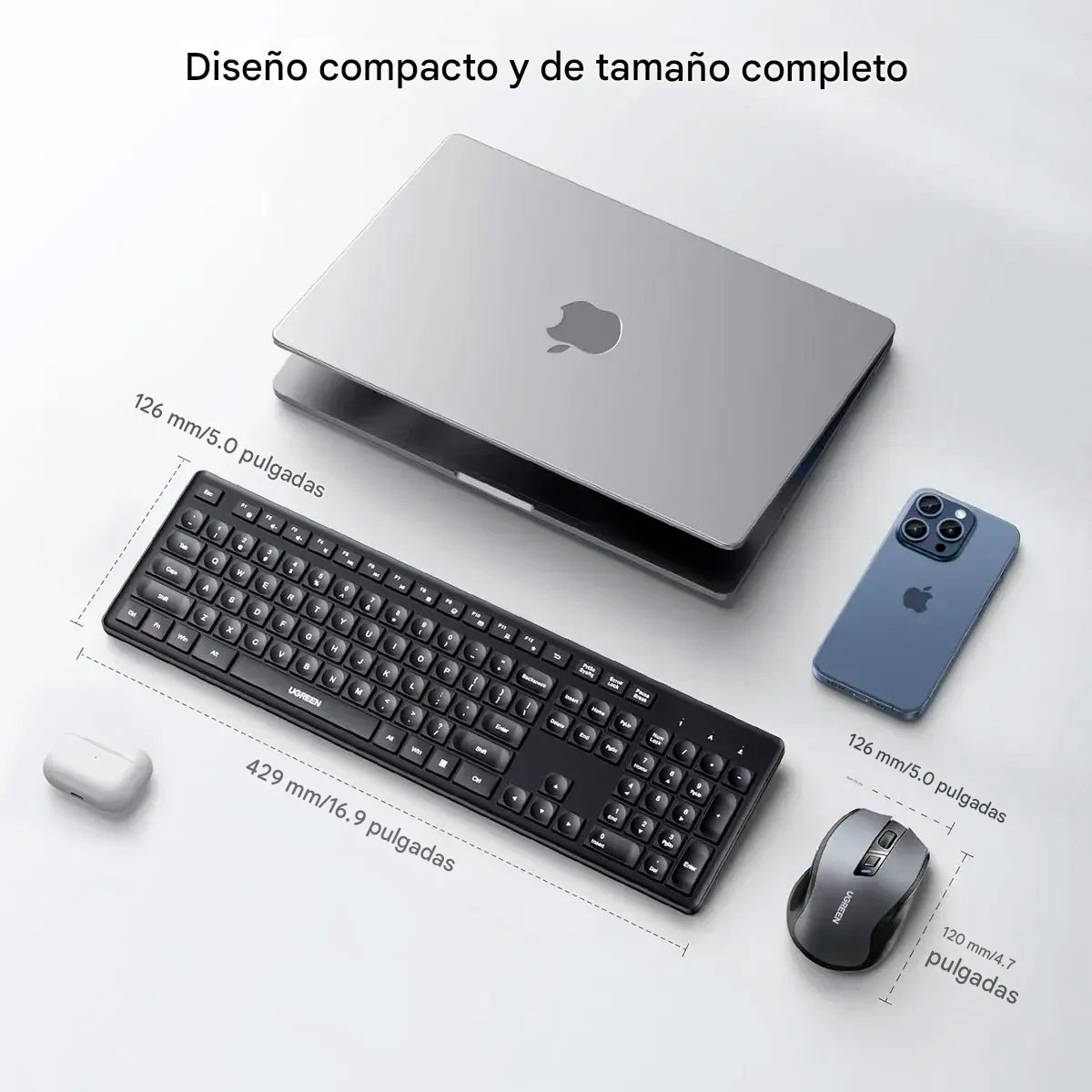 UGREEN MK006 COMBO TECLADO MOUSE INALAMBRICO 4000DPI 2.4 - 4