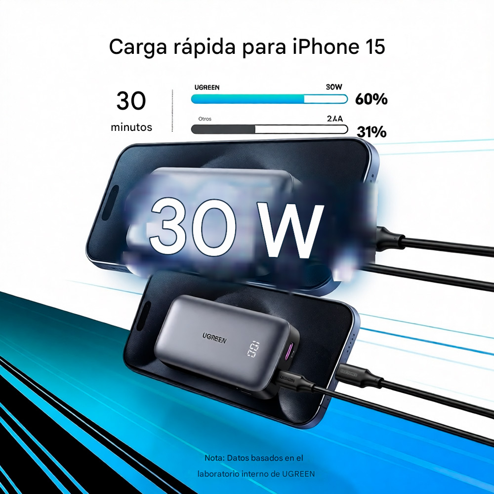 UGREEN PB502 POWER BANK 10000MAH 30W USB C- A CARGA RAPIDA - 2